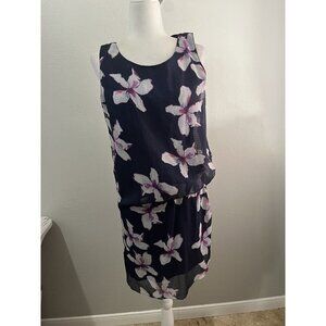 Max studio short floral chiffon dress size large